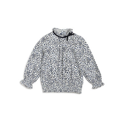 Girls Blue Floral Printed Top